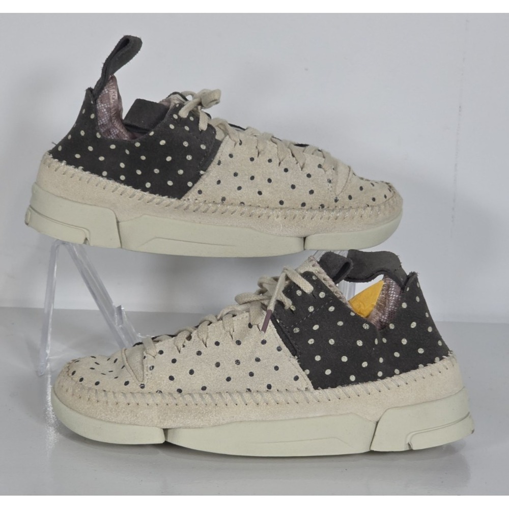 Clarks Womens 6.5 Polka Dot Canvas Knit Sock Bootie Slip On Sneakers Shoes